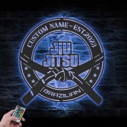 brazilian jiu jitsu belt custom metal wall art with led light 6