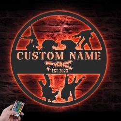 brazilian jiu jitsu custom metal wall art with led light 3
