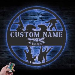 brazilian jiu jitsu custom metal wall art with led light 4