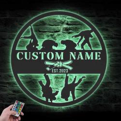brazilian jiu jitsu custom metal wall art with led light 5