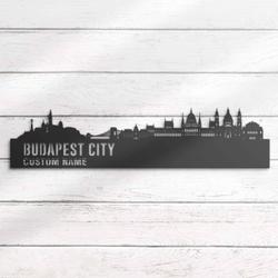 budapest skyline custom metal wall art led light cityscape name sign 2