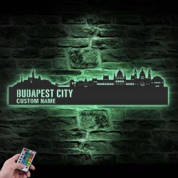 budapest skyline custom metal wall art led light cityscape name sign 3