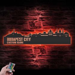 budapest skyline custom metal wall art led light cityscape name sign 5