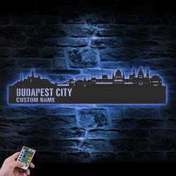 budapest skyline custom metal wall art led light cityscape name sign 6