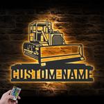bulldozer driver excavator custom metal wall art led light 1