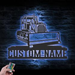 bulldozer driver excavator custom metal wall art led light 4