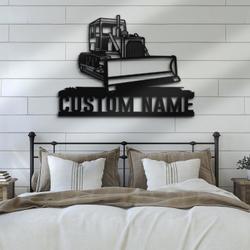 bulldozer driver excavator custom metal wall art led light 6