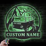 bus camping car custom metal wall art led light hippie bus van name sign 1