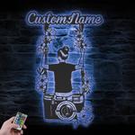camera custom metal wall art led light photographer name sign 1