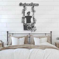 camera custom metal wall art led light photographer name sign 2