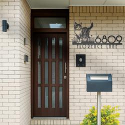 cat house number custom metal address sign cat home number 3