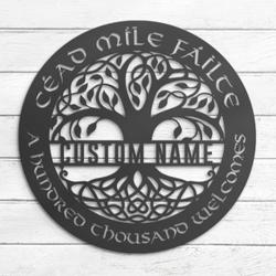 cead mile failte celtic irish pride custom metal wall art led light 2