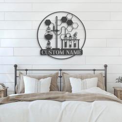 chemistry teacher custom metal wall art led light chemist name sign 4
