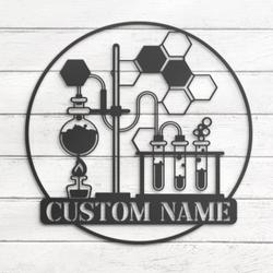 chemistry teacher custom metal wall art led light chemist name sign 5