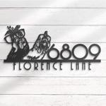 chicken farm house number custom metal address sign rooster and hen home number 1