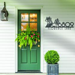 chicken farm house number custom metal address sign rooster and hen home number 4