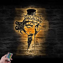 christ jesus king of kings custom metal wall art led light 2