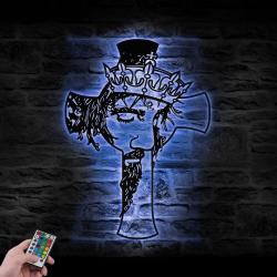 christ jesus king of kings custom metal wall art led light 5