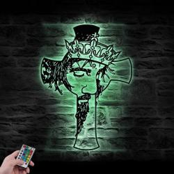 christ jesus king of kings custom metal wall art led light 6