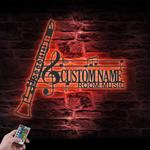 clarinet musical instrument custom metal wall art led light 1