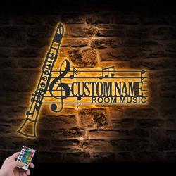 clarinet musical instrument custom metal wall art led light 2
