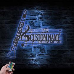 clarinet musical instrument custom metal wall art led light 5