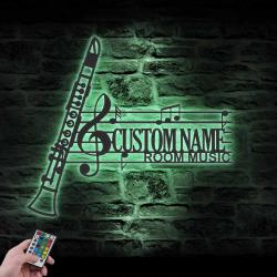 clarinet musical instrument custom metal wall art led light 6