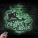 coffee bar custom metal wall art led light coffee lover name sign 1