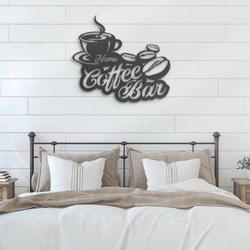 coffee bar custom metal wall art led light coffee lover name sign 2