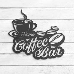coffee bar custom metal wall art led light coffee lover name sign 6