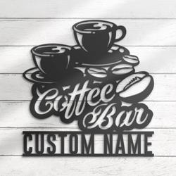 coffee bar custom metal wall art led light coffee name sign 5