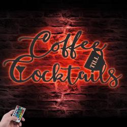 coffee cocktail custom metal wall art led light bar sign 3