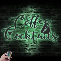 coffee cocktail custom metal wall art led light bar sign 4
