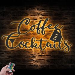 coffee cocktail custom metal wall art led light bar sign 5