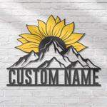 colorful sunflower mountain sunset custom metal wooden wall art led light 1