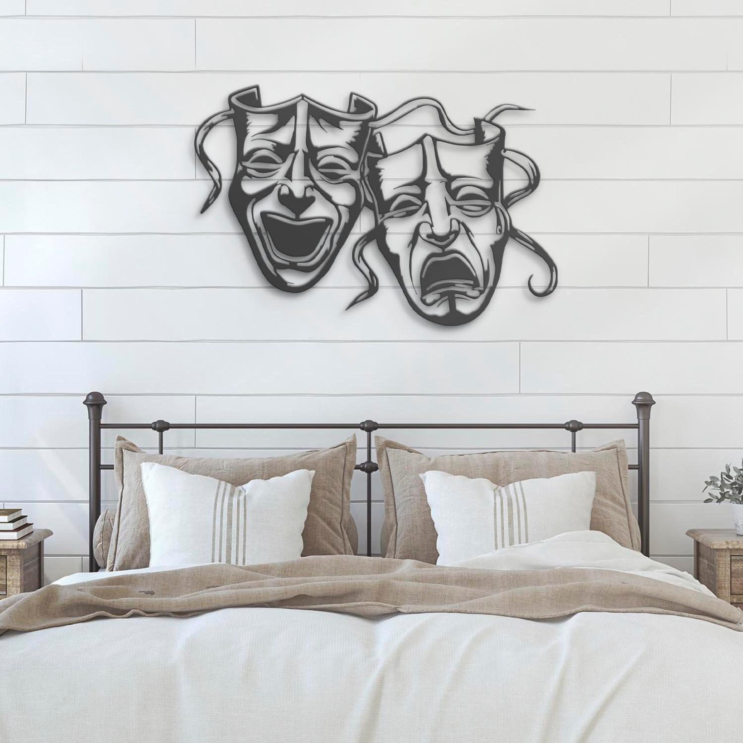 Comedy And Tragedy Custom Metal Wall Art LED Light Theater Lounge Sign 2 comedy and tragedy custom metal wall art led light theater lounge sign 3