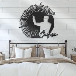 composer custom metal wall art led light male music teacher name sign 2