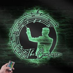 composer custom metal wall art led light male music teacher name sign 4