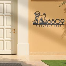 coton de tulear house number custom metal address sign dog home number 4