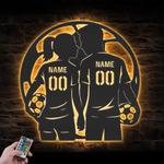 couple soccer custom metal wall art led light football player lover sign 1
