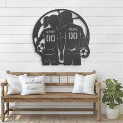 couple soccer custom metal wall art led light football player lover sign 5