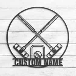 Croquet Custom Metal Wall Art LED Light Croquet Player Name Sign