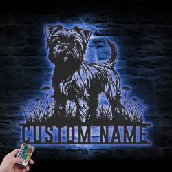 custom affenpinscher metal wall sign led light