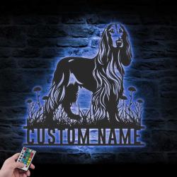 custom afghan hound metal wall sign led light