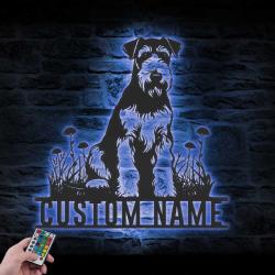 Custom Airdale Terrier Metal Wall Art LED Light