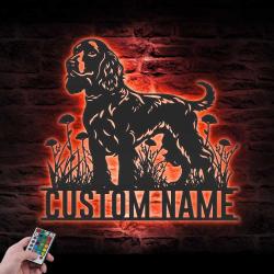 custom american spaniel bar decor wall art led light