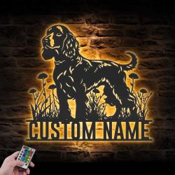 custom american water spaniel wall art led light