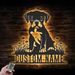 Custom Baby Boxer Metal Wall Art LED Light