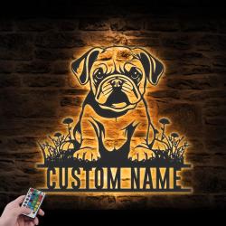 custom baby bulldog wall art led light