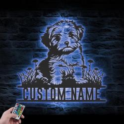Custom Baby Havanese Metal Wall Art LED Light